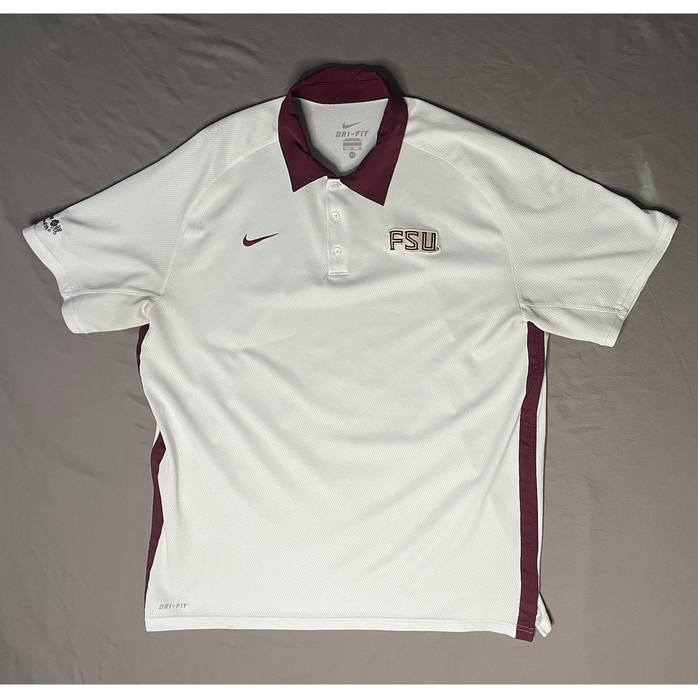 Nike Dri Fit Florida State Seminoles Polo Shirt Men's XL White Football 514278
